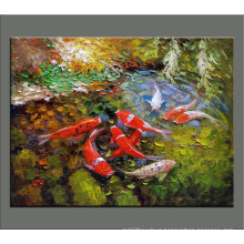 Modern Handmade Koi Fish Painting on Canvas for Wholesale (AN-067)
